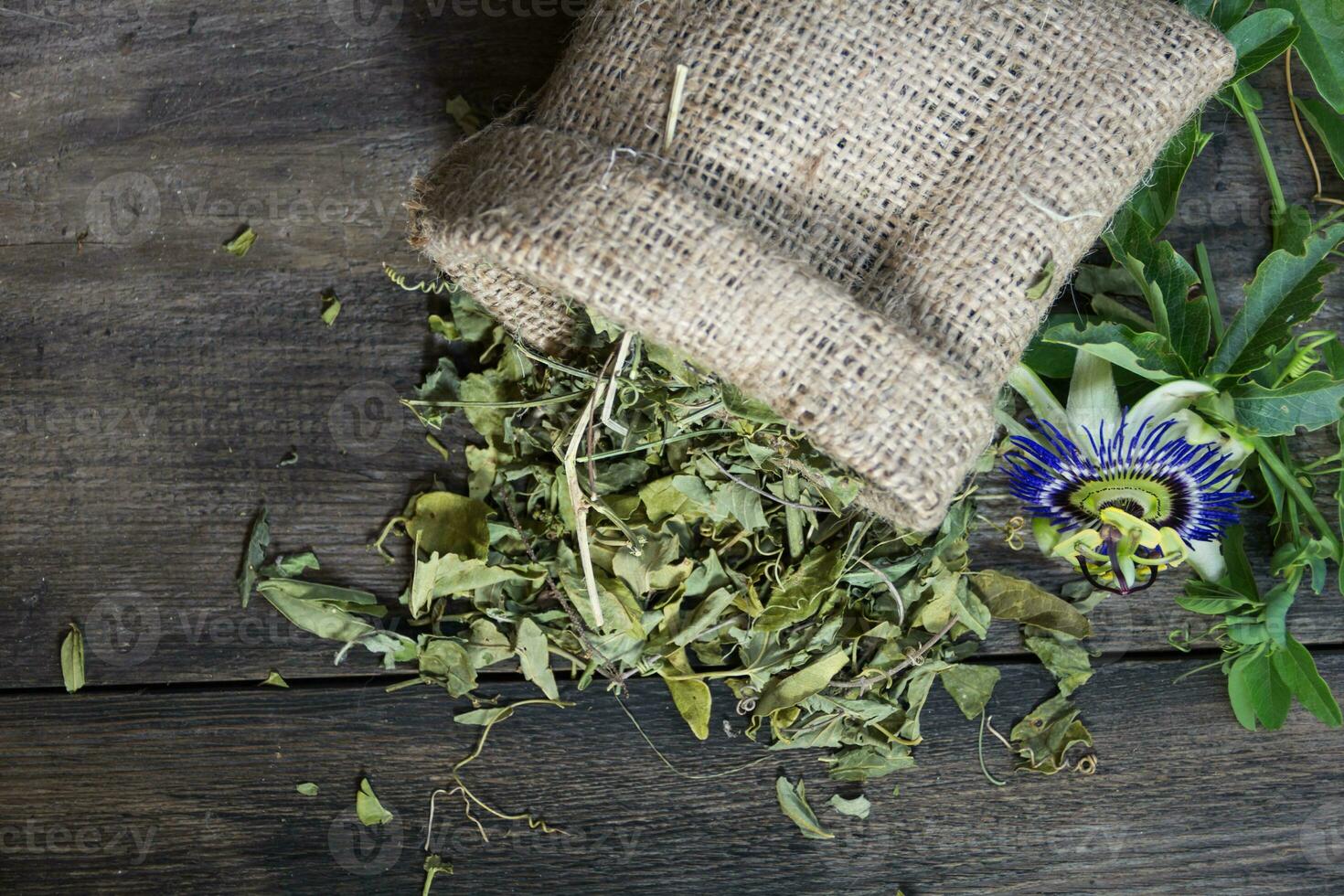 dried leaves of passiflora to drink sedative tea photo