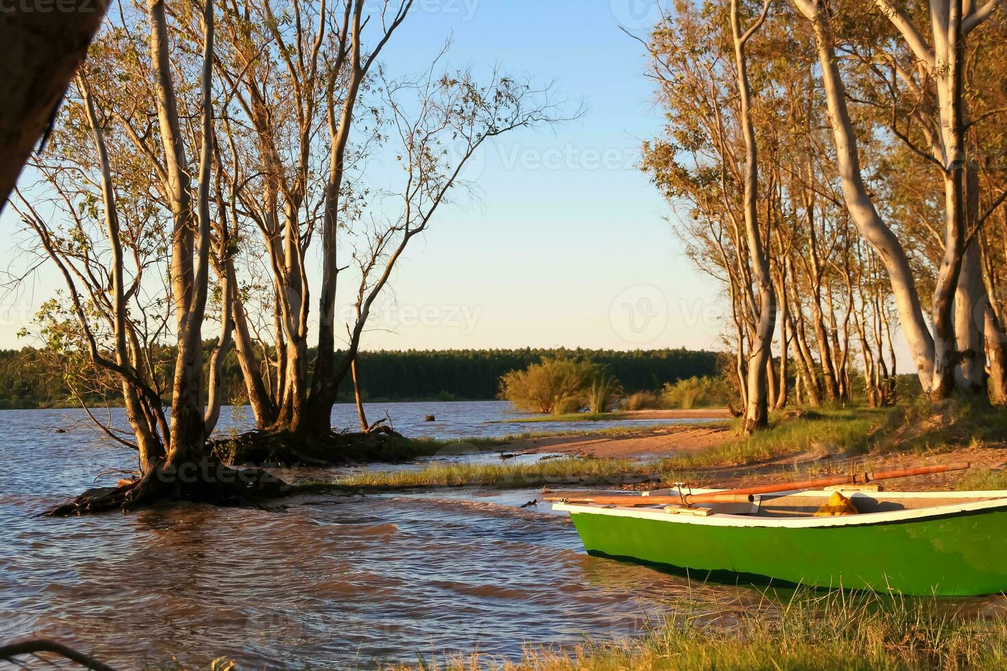 sunset on the sandy beaches of the Uruguay River photo