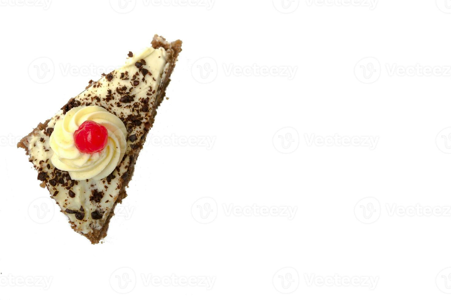 portion of cake isolated on white background top view photo