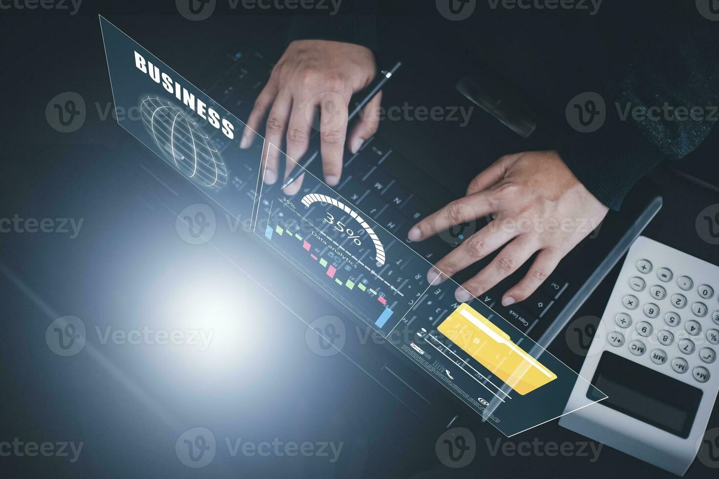 Working Data Analytics and Data Management Systems and Metrics connected to corporate strategy database for Finance, Intelligence,  Business Analytics with Key Performance Indicators, social network photo
