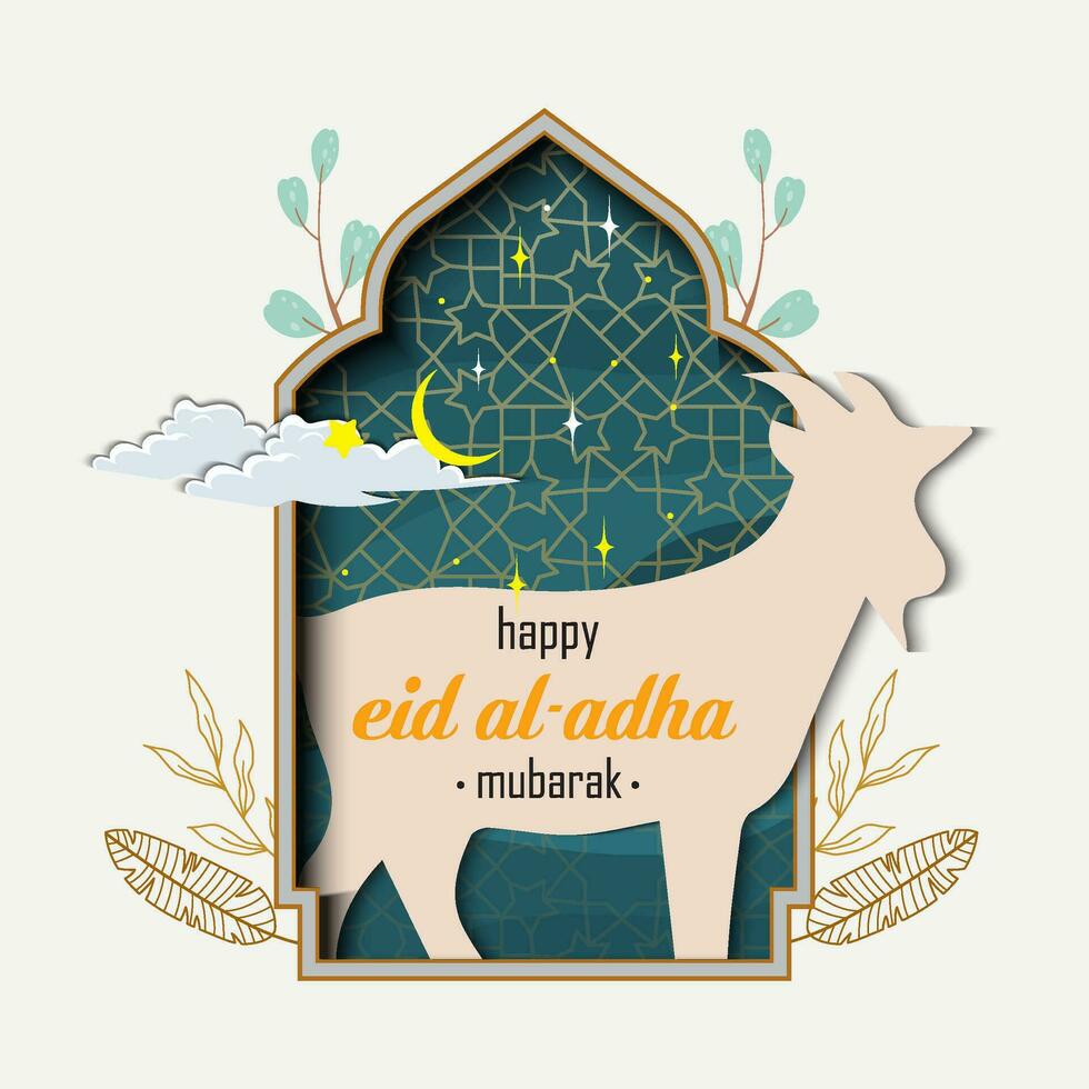 Eid Adha Mubarak Greeting Islamic Illustration Background Vector Design