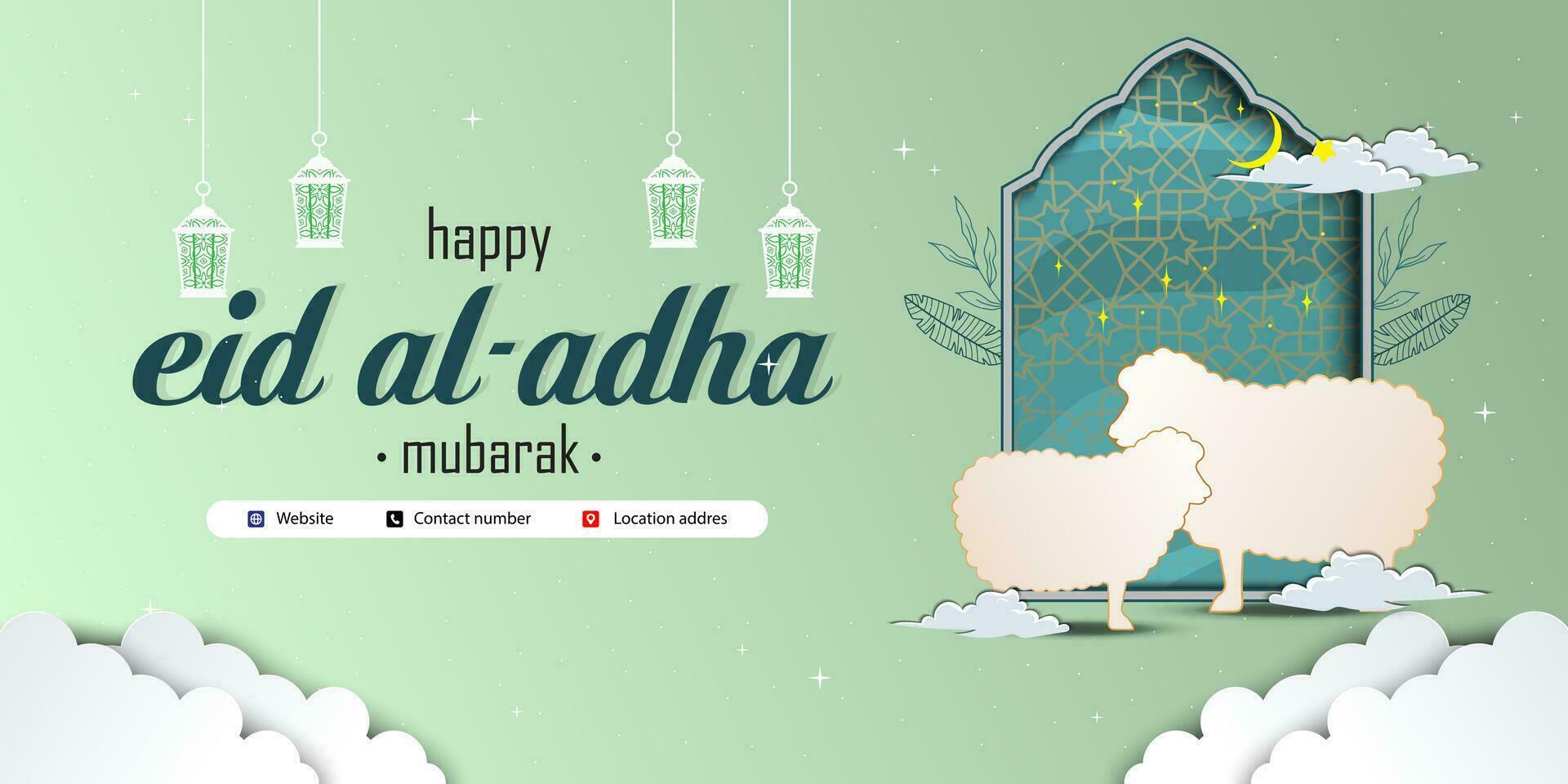 Eid Adha Mubarak Greeting Islamic Illustration Background Vector Design