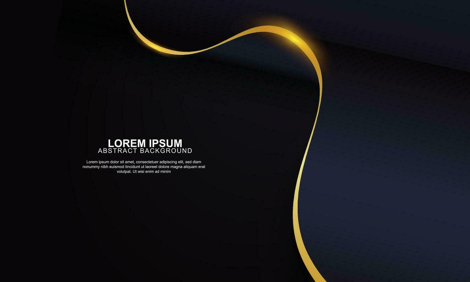 Dark black paper with golden line background. vector