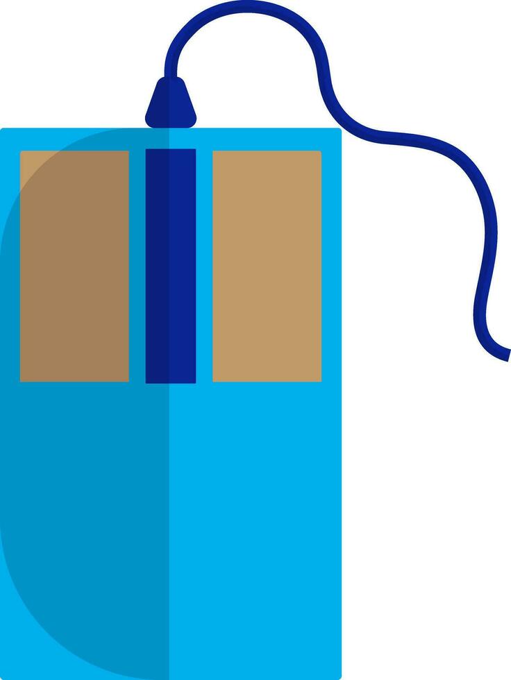 Flat style mouse in blue and brown color. vector