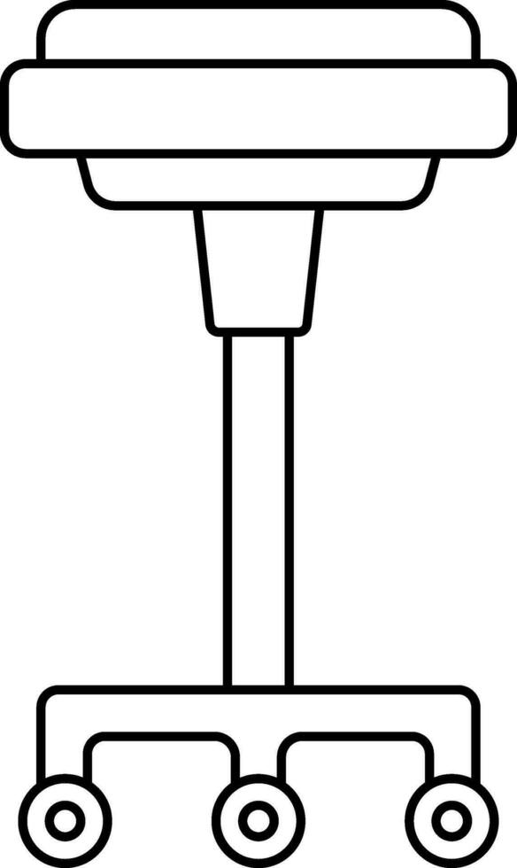 Flat Style Wheel Stool Icon In Black Line Art. vector