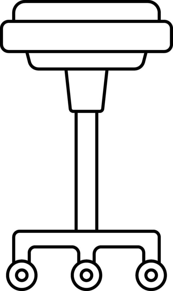 Flat Style Wheel Stool Icon In Black Line Art. vector