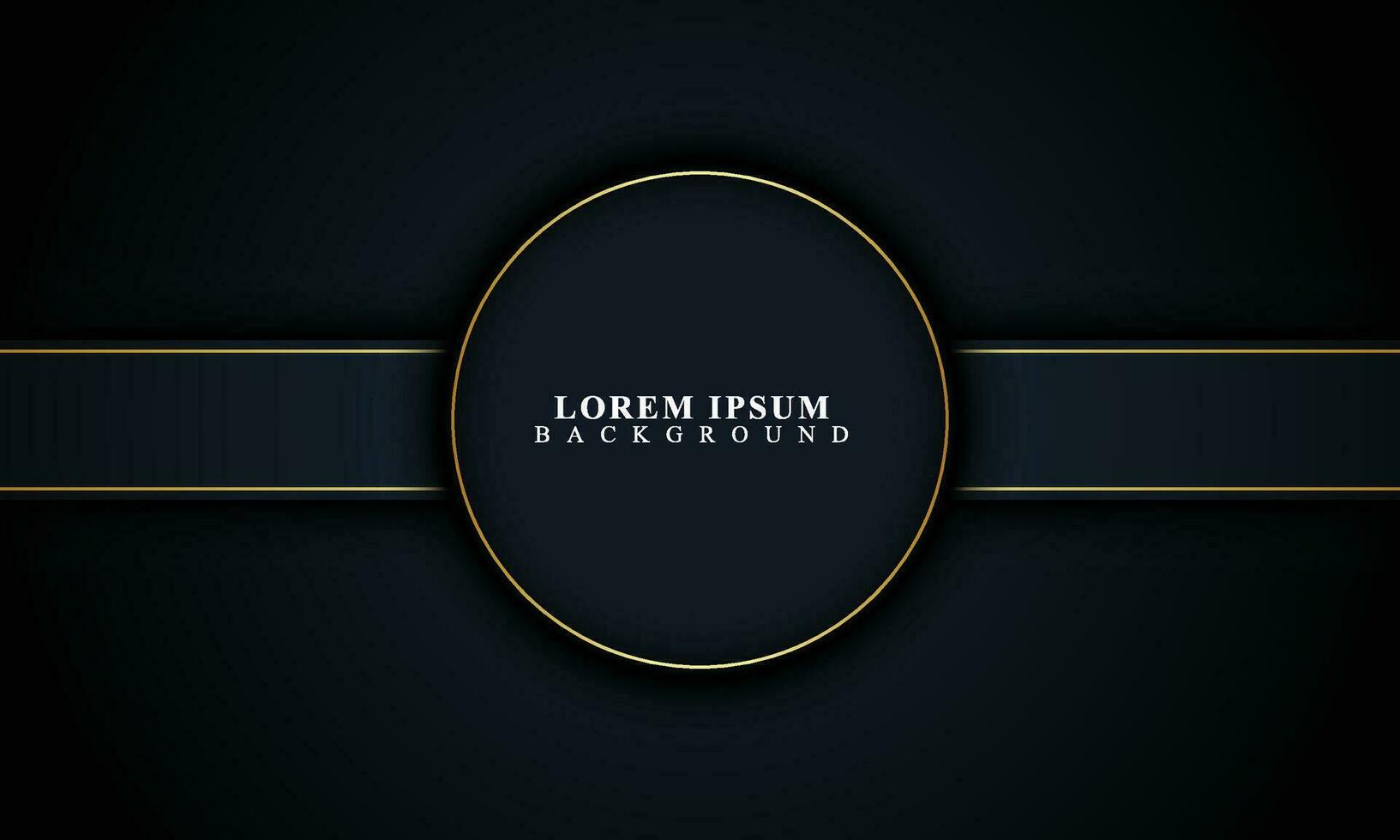 Dark black circle and stripes with golden line background. vector
