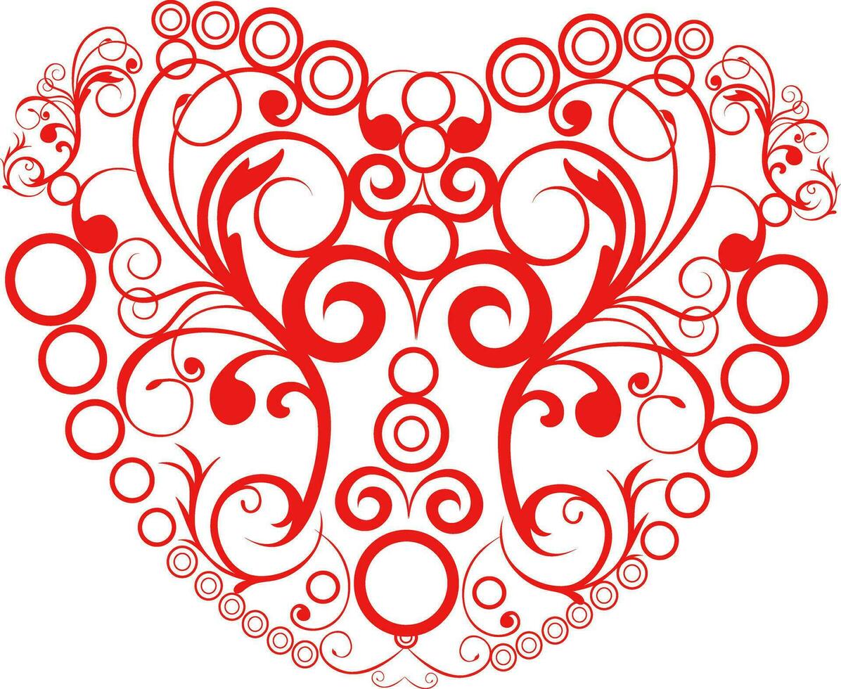 vector ilustración de floral rojo enamorado corazón.