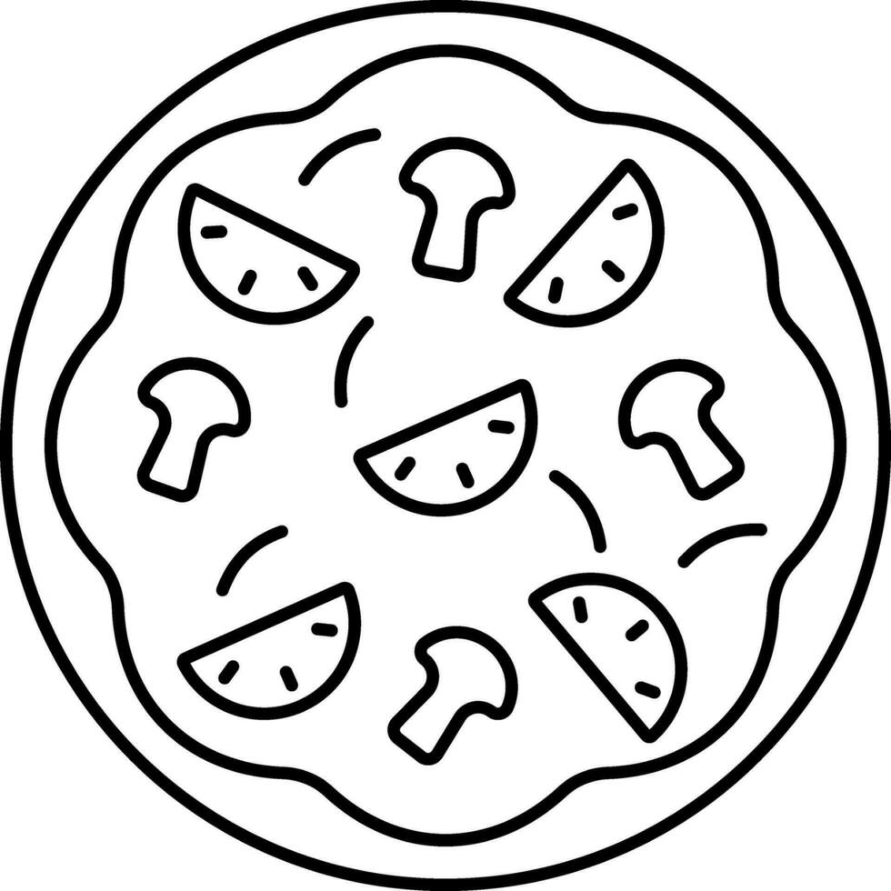 Mushroom Pizza Icon In Black Outline. vector
