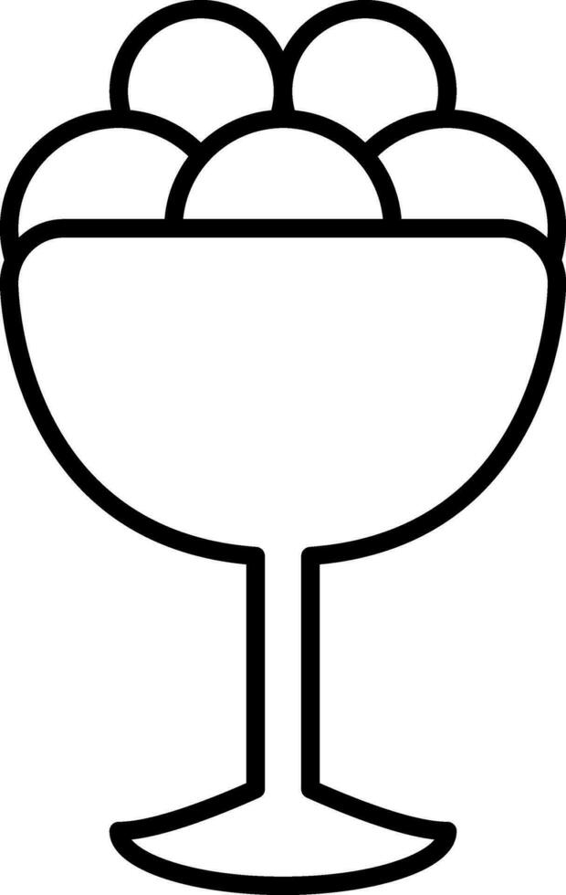 Ice Cream Scoop Glass Flat Icon In Black Line Art. vector