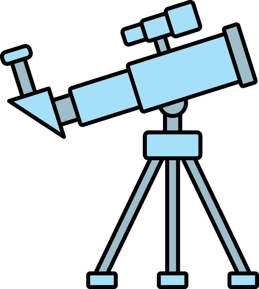 Tripod Telescope Icon in Blue Color Flat Style. vector