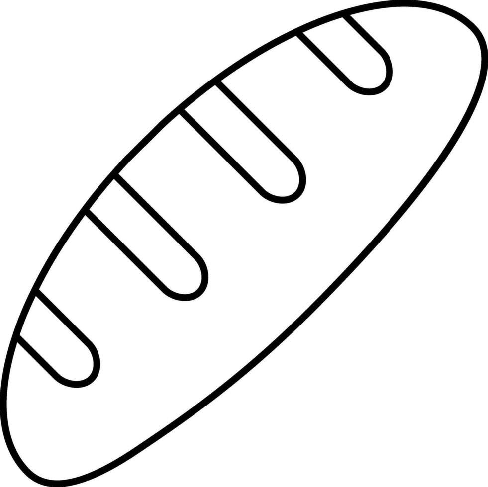 Baguette Or Bread Icon In Black Line Art. vector
