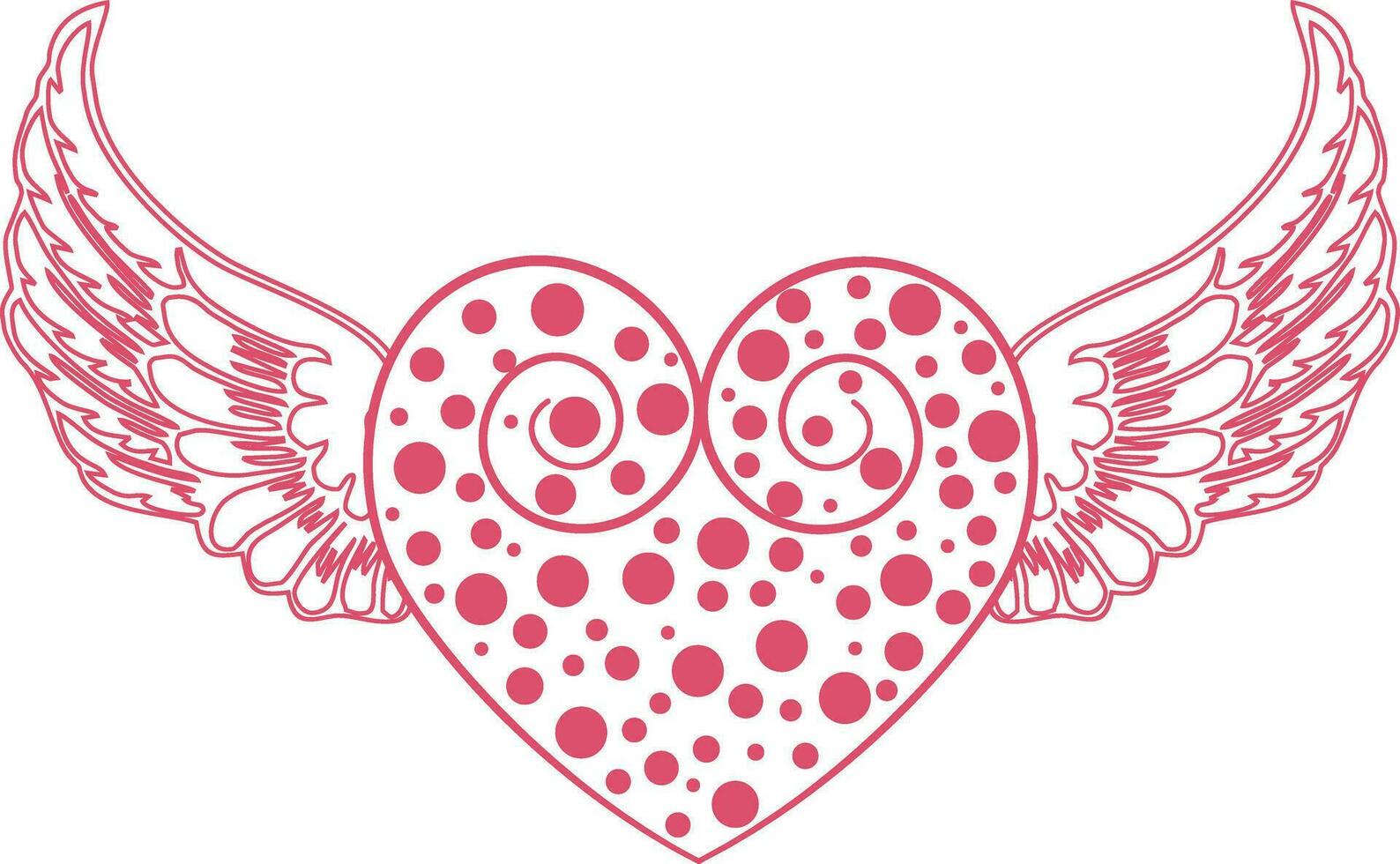 Stylized heart with wings floral design. vector