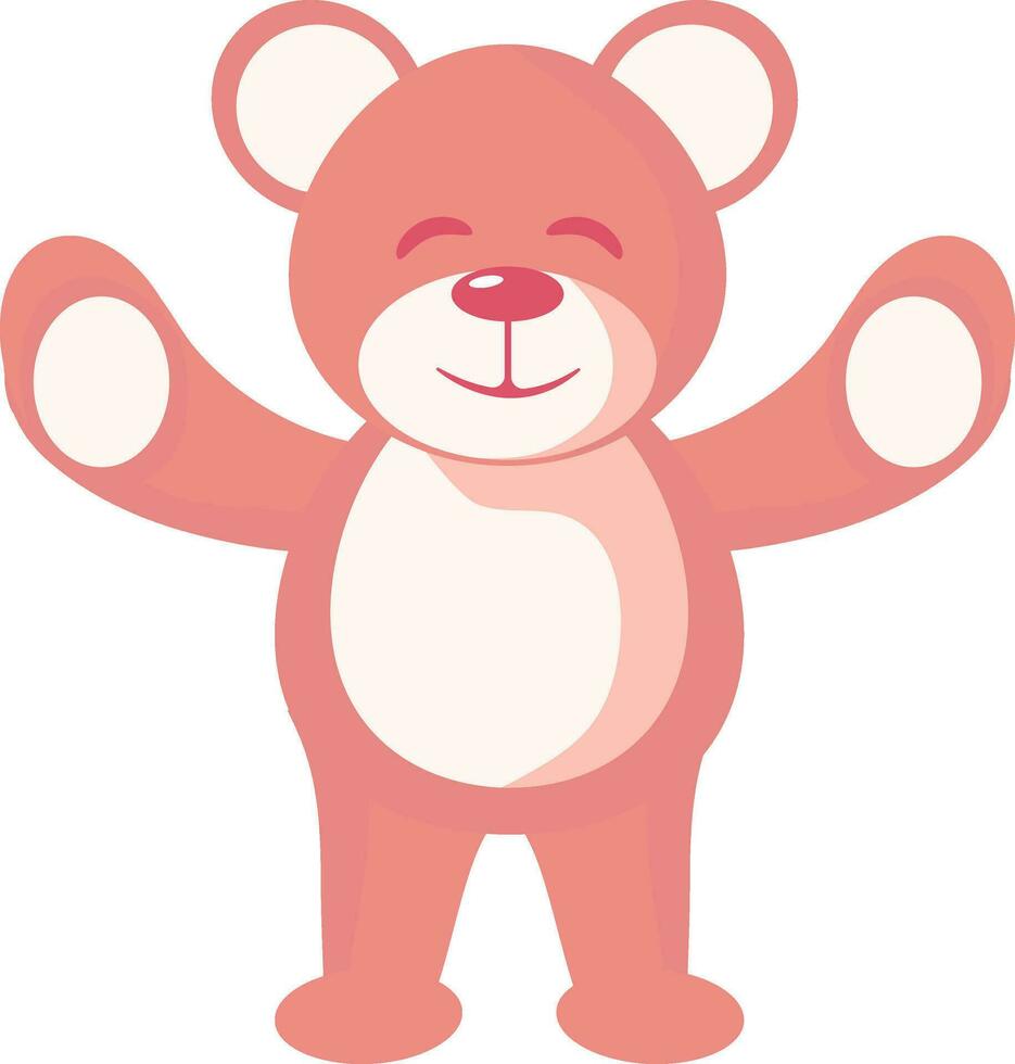 Cheerful Bear Character Icon In Red Color. vector