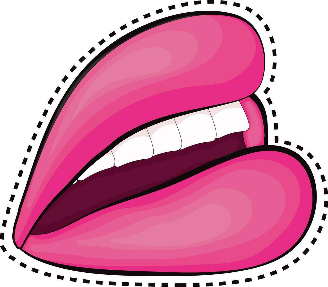 mujer abierto boca con rosado labios. vector