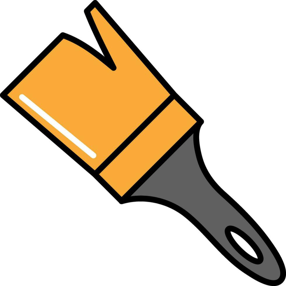 Orange And Grey Brush Flat Icon Or Symbol. vector