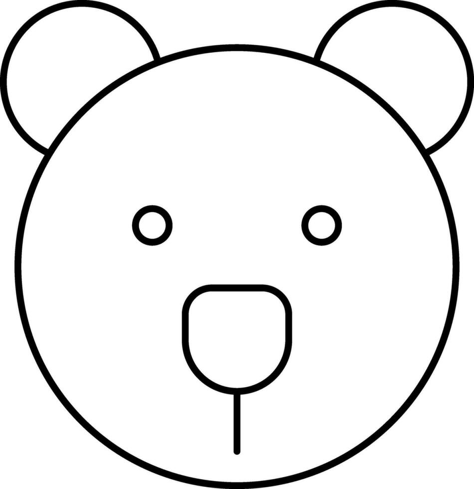 Teddy Bear Face Icon In Black Line Art. vector