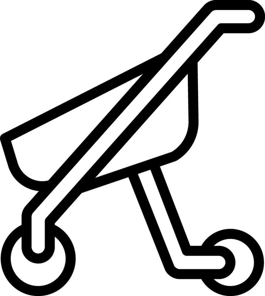 Flat Style Stroller Icon In Thin Line Art. vector