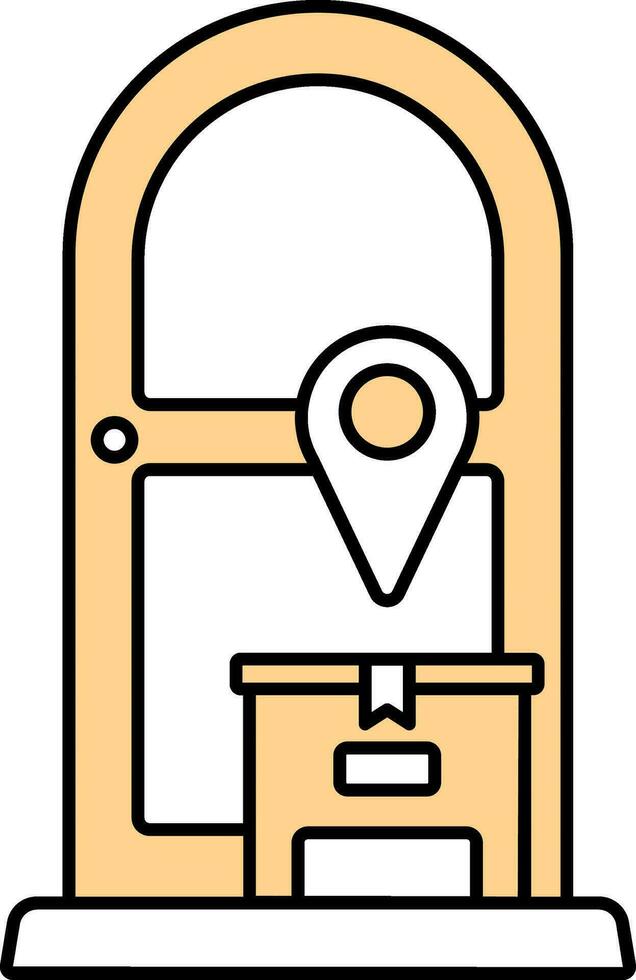 Doorstep Delivery Icon In Yellow And White Color. vector