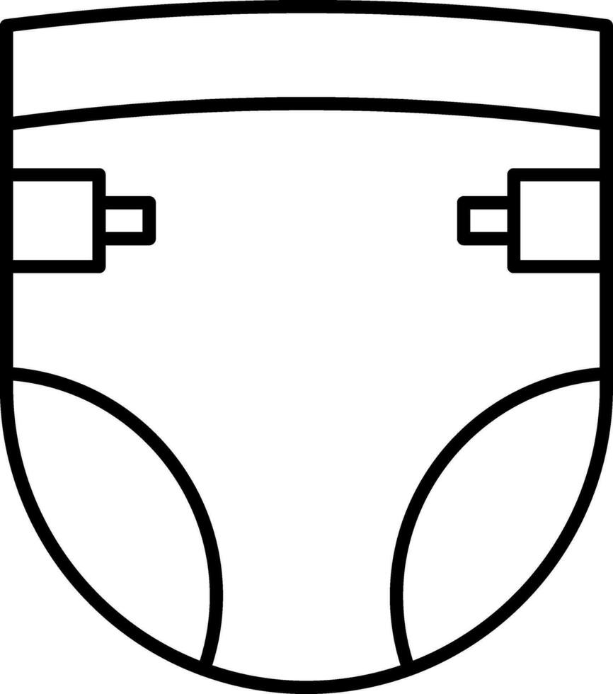 Baby Diaper Icon In Black Outline. vector