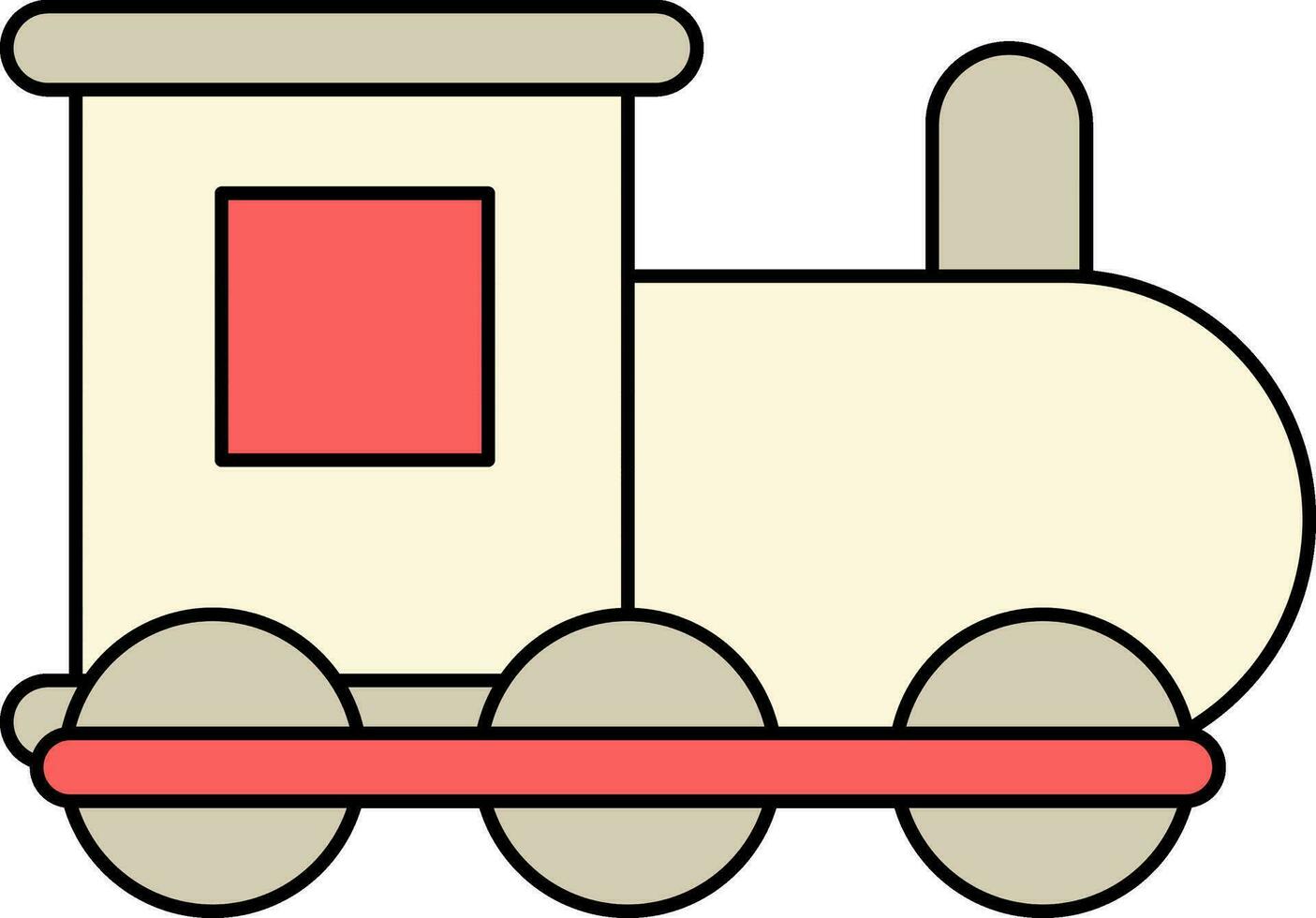 Toy Train Icon In Flat Style. vector