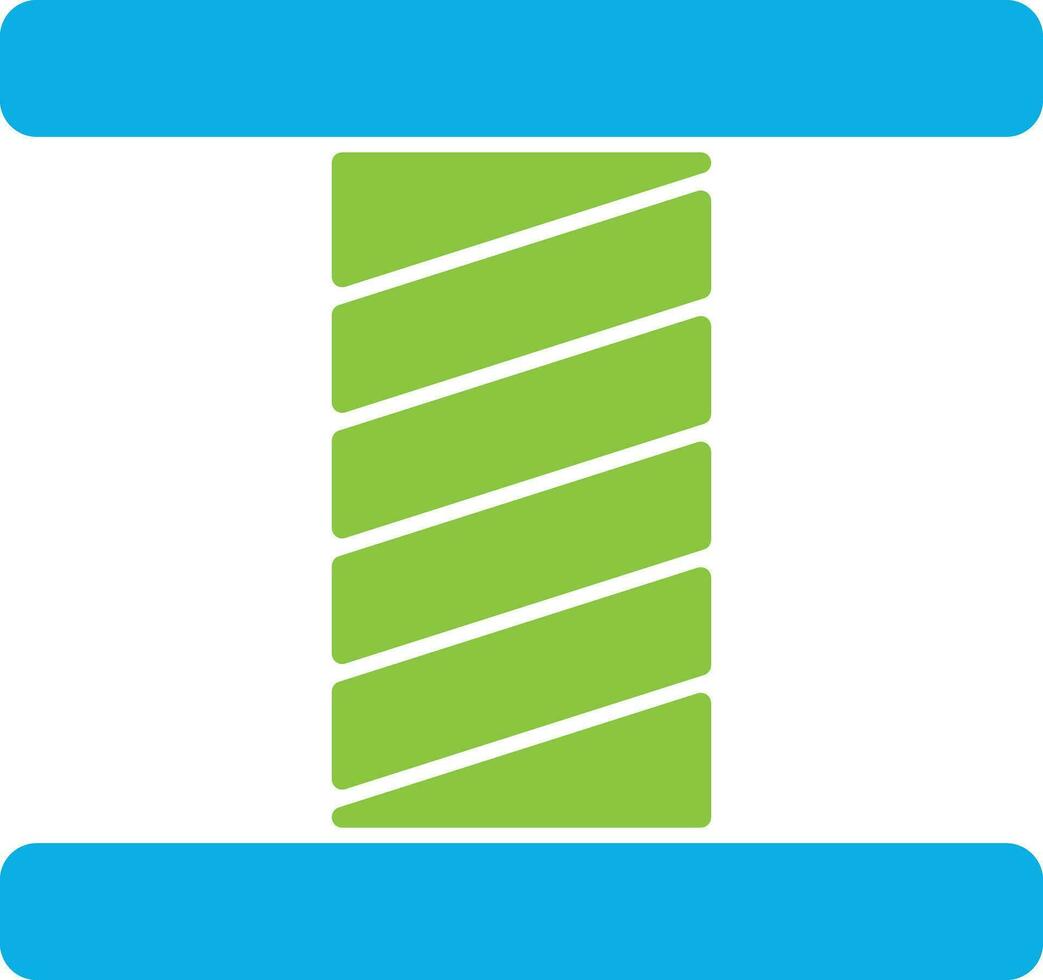 Blue color spool of green color thread icon in flat style. vector