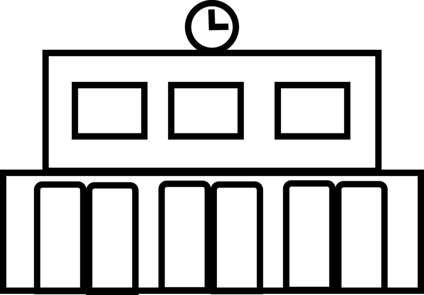Railway station building with watch. vector