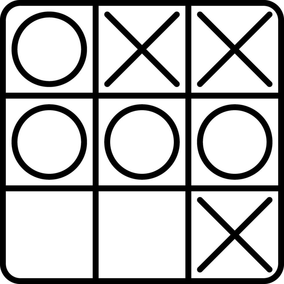 Tic Tac Toe Flat Icon In Line Art. vector