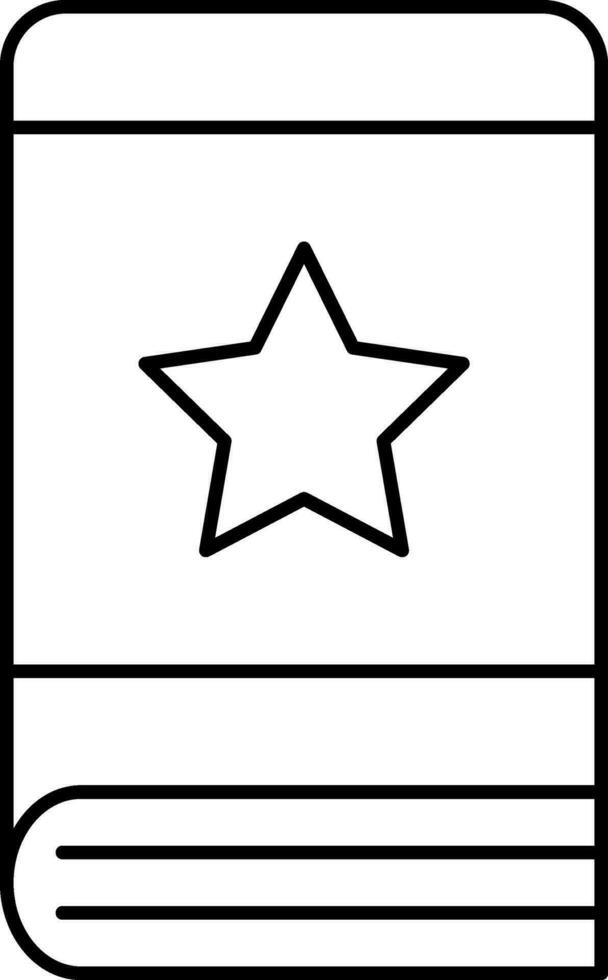 Star On Book Icon In Line Art. vector