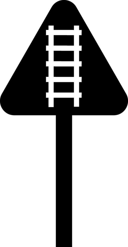Railroad sign board in triangle. vector