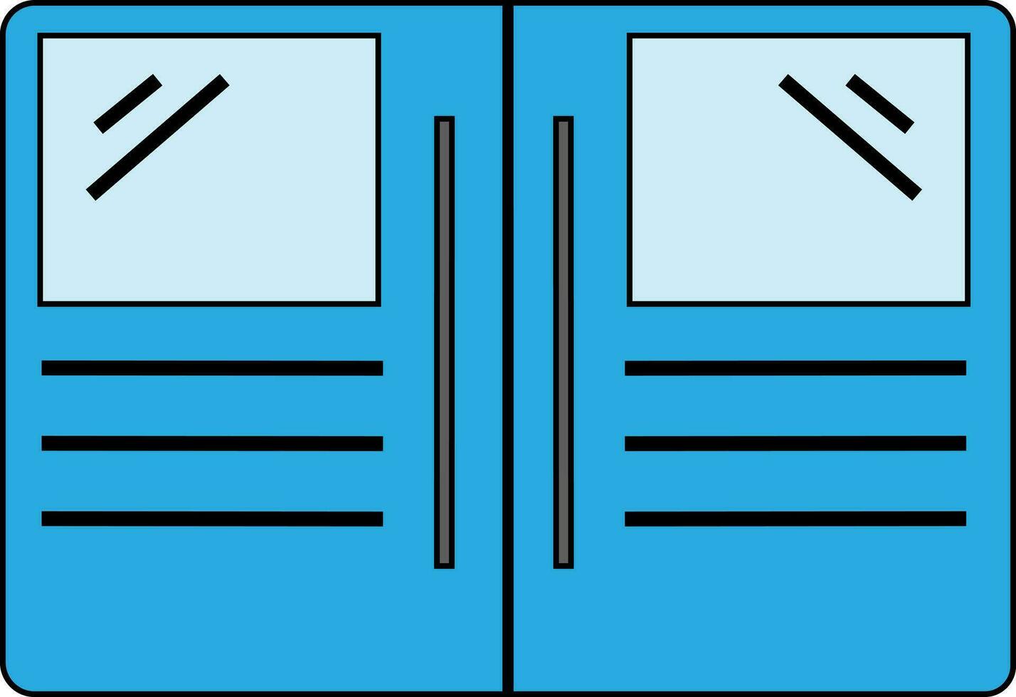 Illustration of train door in blue color. vector