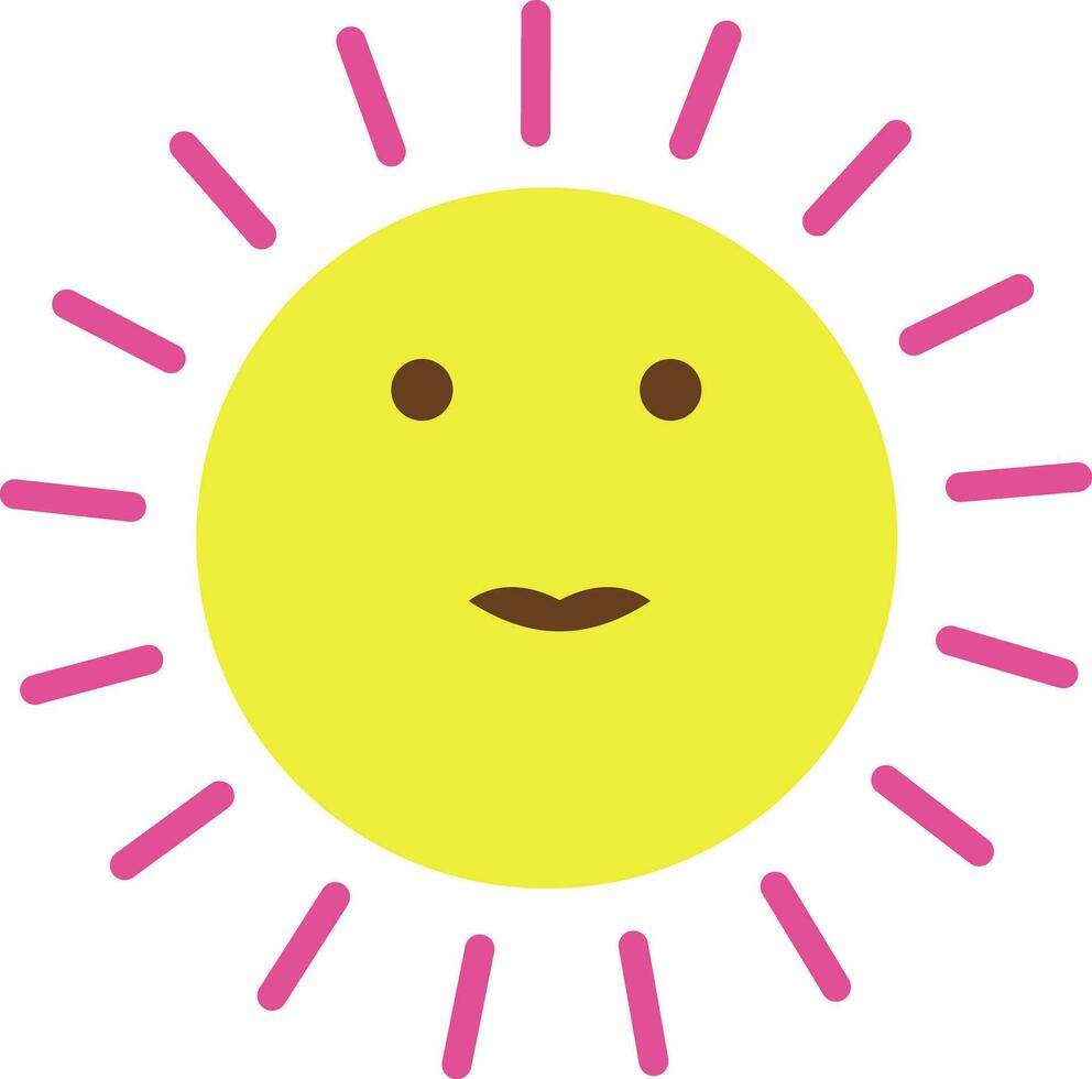 Character of sun in yellow and pink color. vector