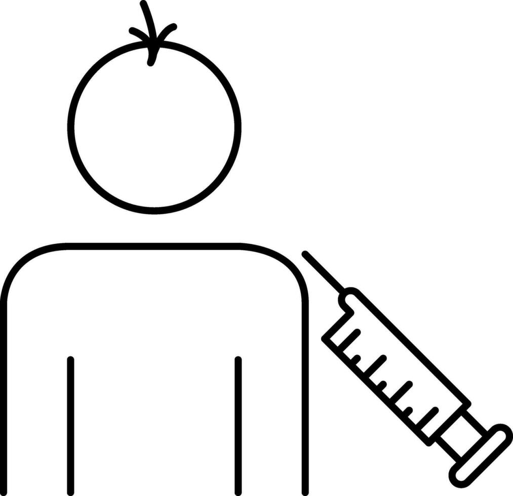 Young Boy Vaccination Icon In Line Art. vector