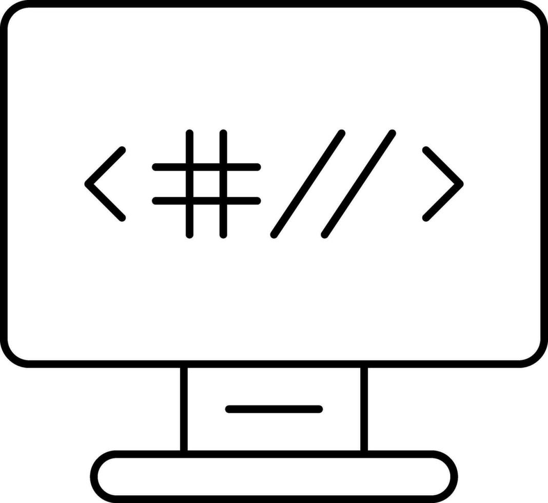 Web Programming Or Development Icon In Black Outline. vector