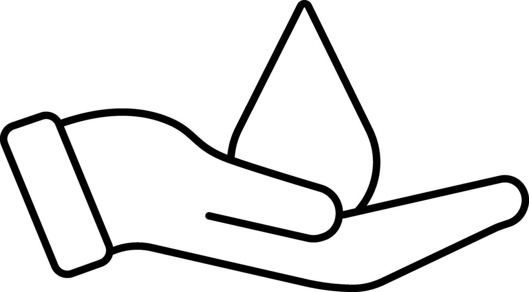Flat Style Drop On Hand Black Stroke Icon. vector