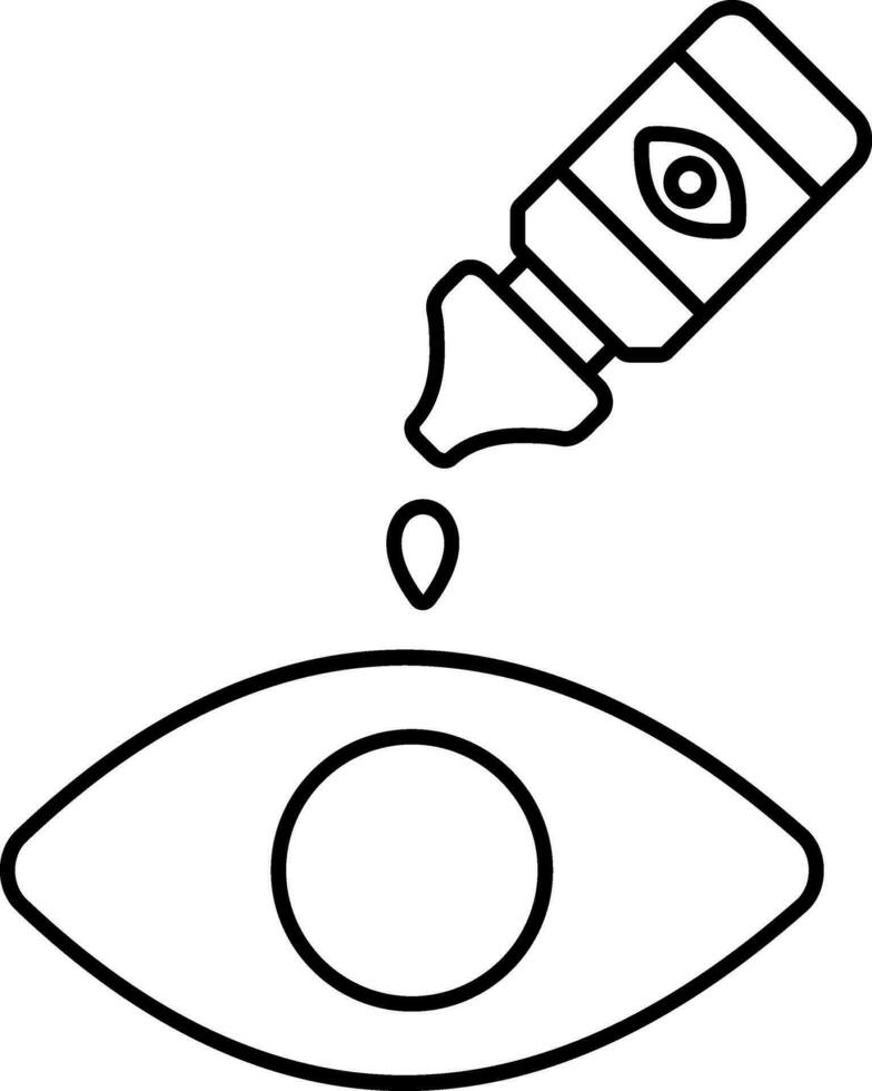 Applying Eye Drops Icon In Black Line Art. vector