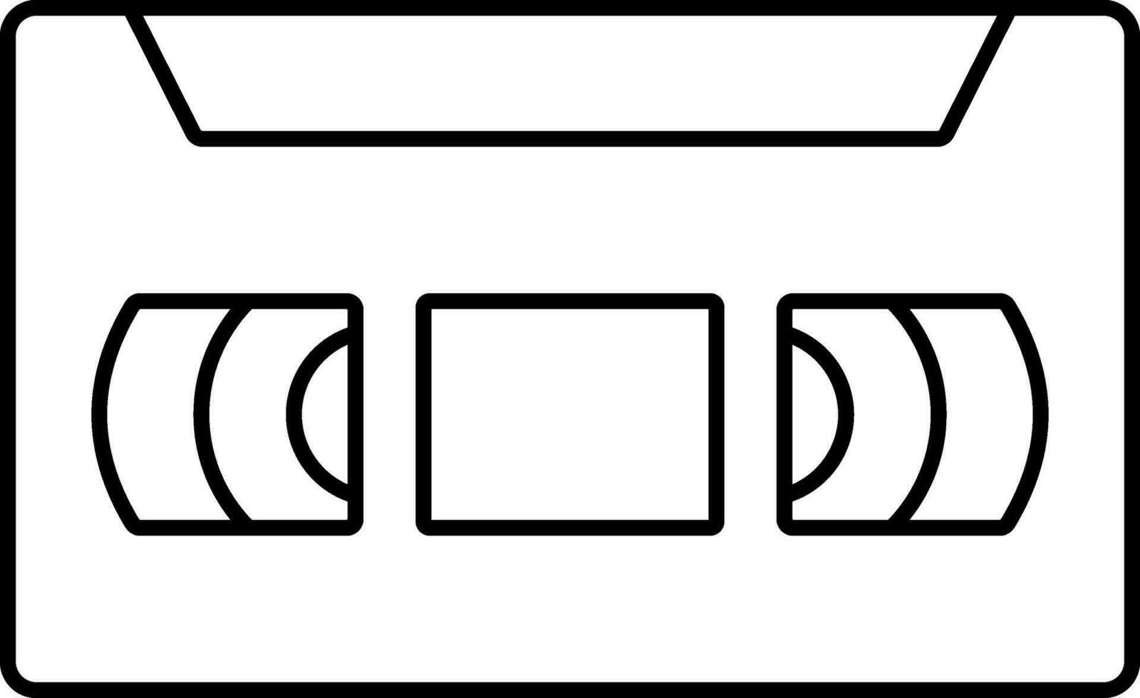 Cassette Icon In Black Outline. vector