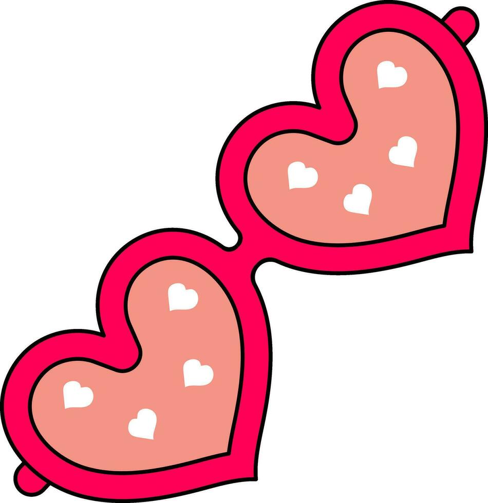 corazones forma gafas de protección icono en rosado y blanco color. vector