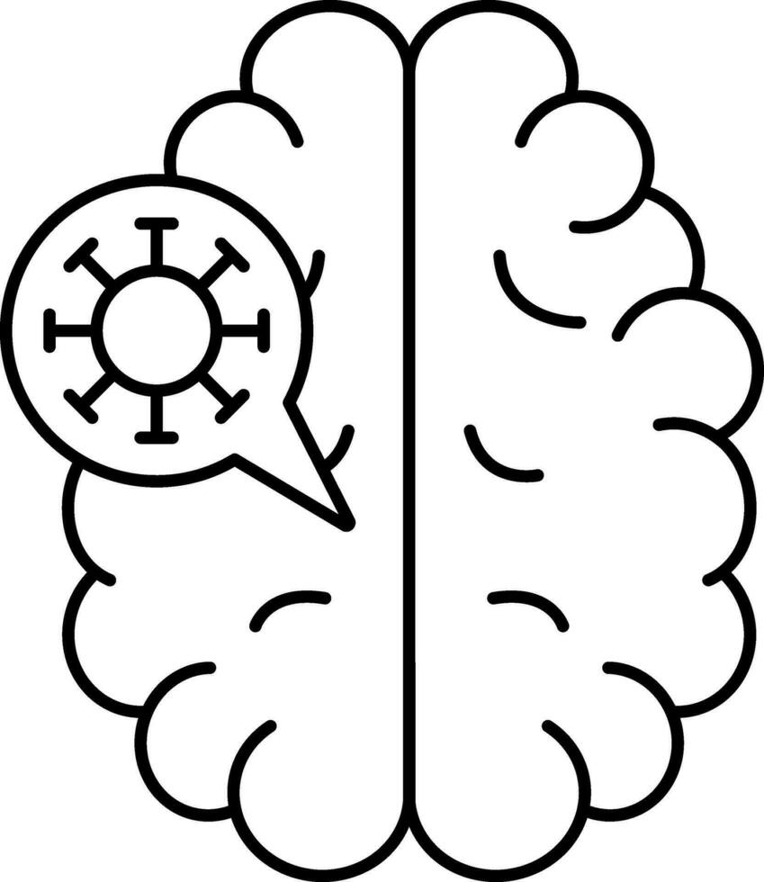 Flat Style Virus In Brain Icon In Line Art. vector