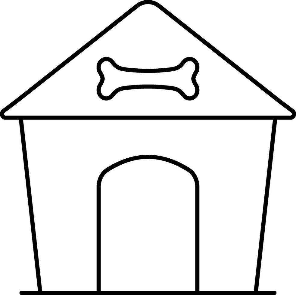 Dog House Icon In Black Outline. vector