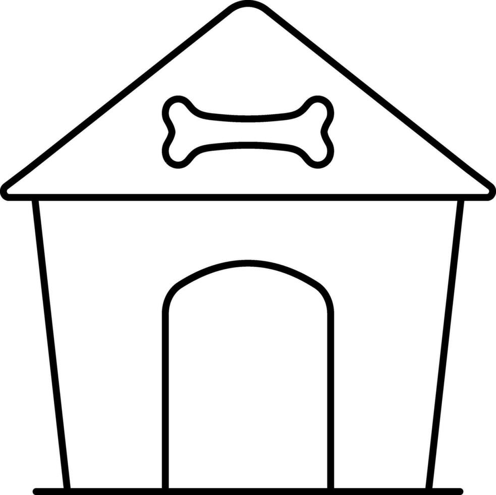 Dog House Icon In Black Outline. vector