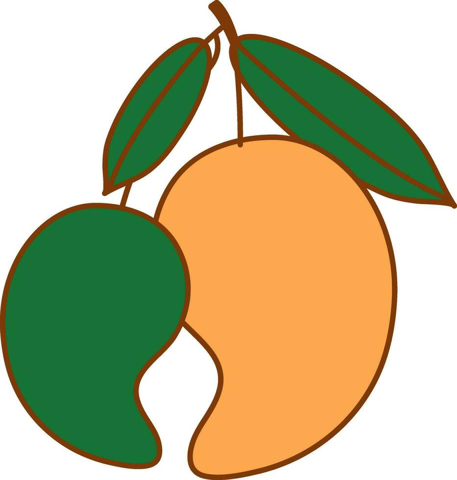 dos mango en rama verde y naranja icono. vector