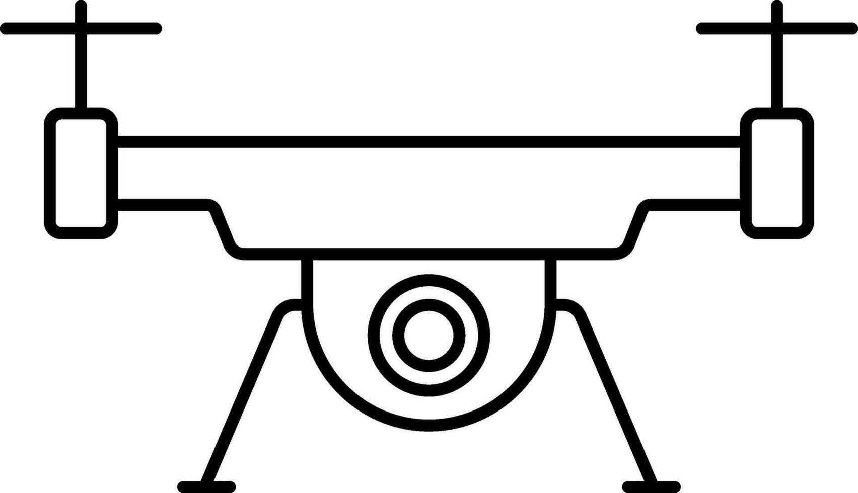 Drone Camera Icon In Black Outline. vector