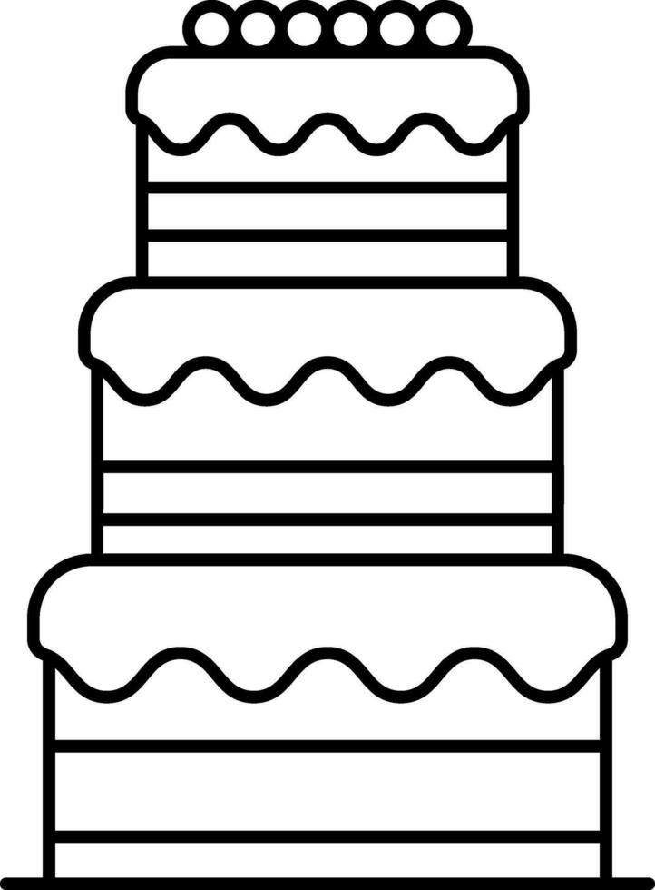 Cake Icon In Black Outline. vector