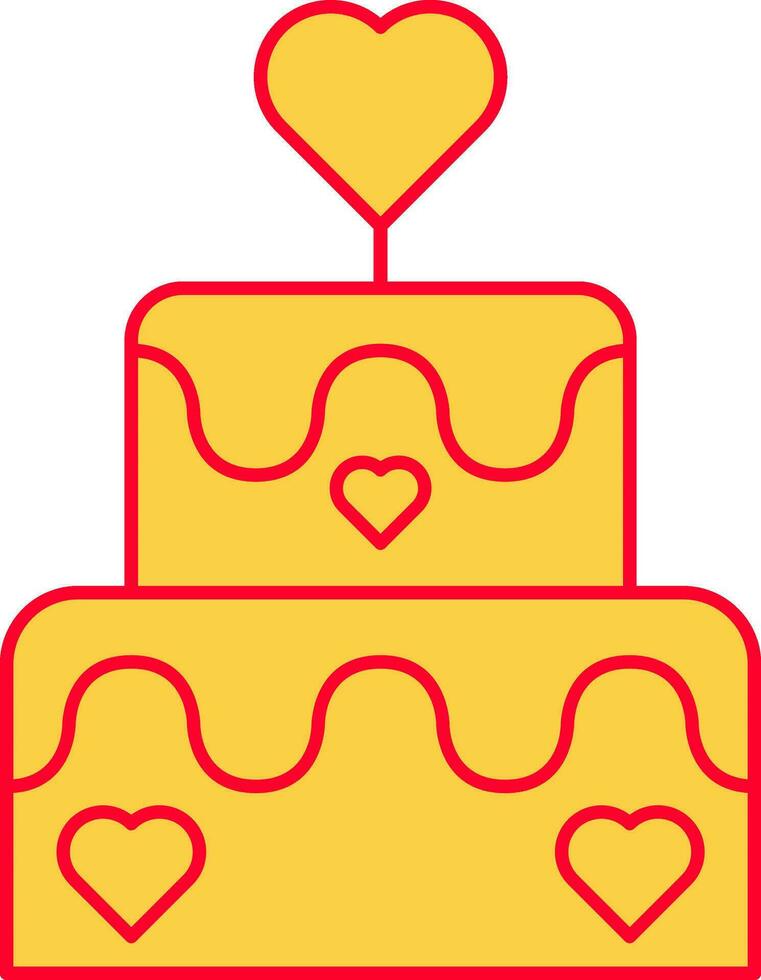 Heart Tag In Two Layer Cake Yellow And Red Icon. vector