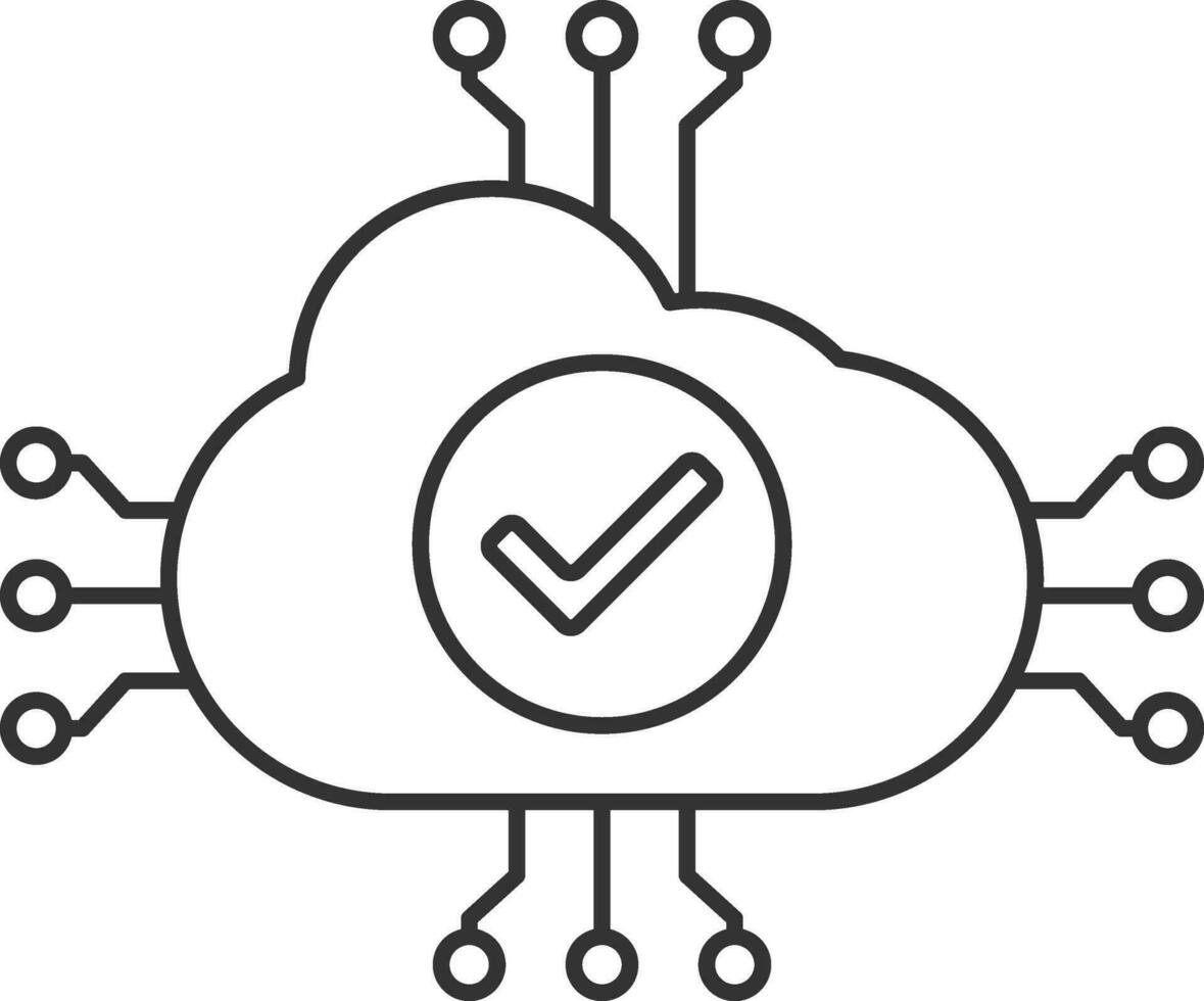 Cloud Computing Icon In Black Outline. vector