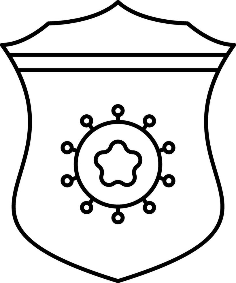 Virus Protection Shield Icon In Line Art. vector