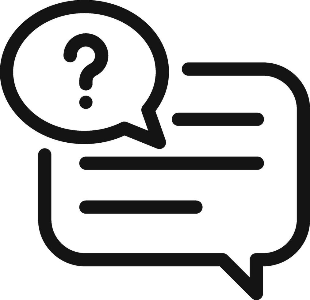 Question speech icon in thin line art. vector