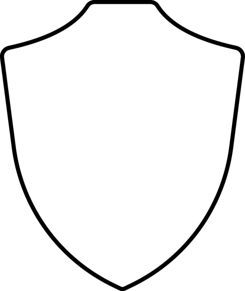 Shield Icon In Black Line Art. vector