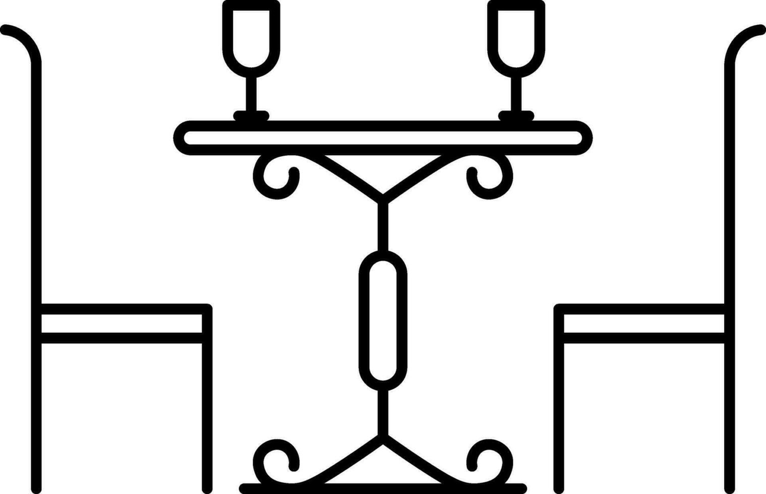 Vector illustration of Dinning table icon made with black stroke.